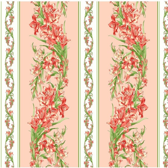 Sommersville Pink Gladiolus Stripe Maywood Studio MAS9831-P By the Half Yard