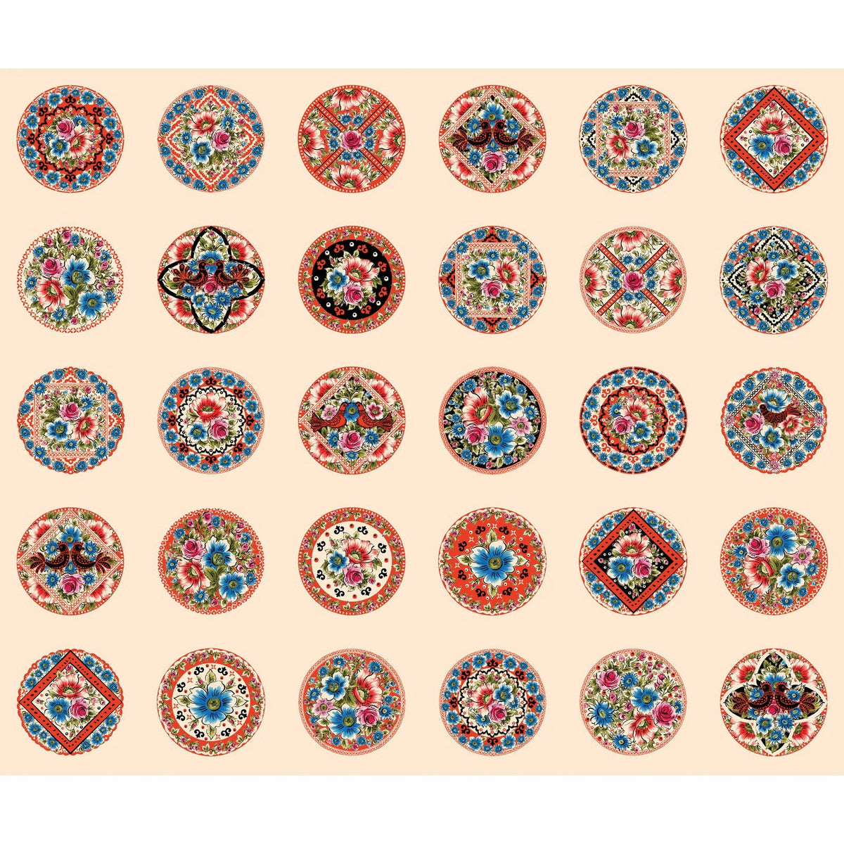 Curio Cabinet Medallions Whimsical Floral Maywood Studio by the Half Yard MAS10131-E