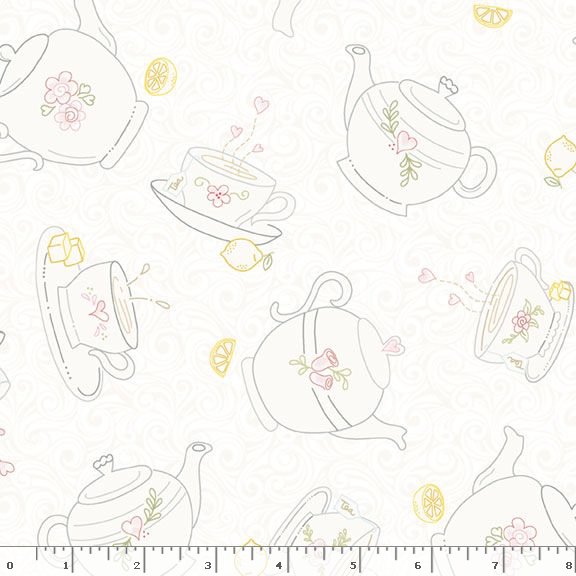 Tea For Two Tea Time Quilting Cream Marcus Fabrics R191193D By the Half Yard