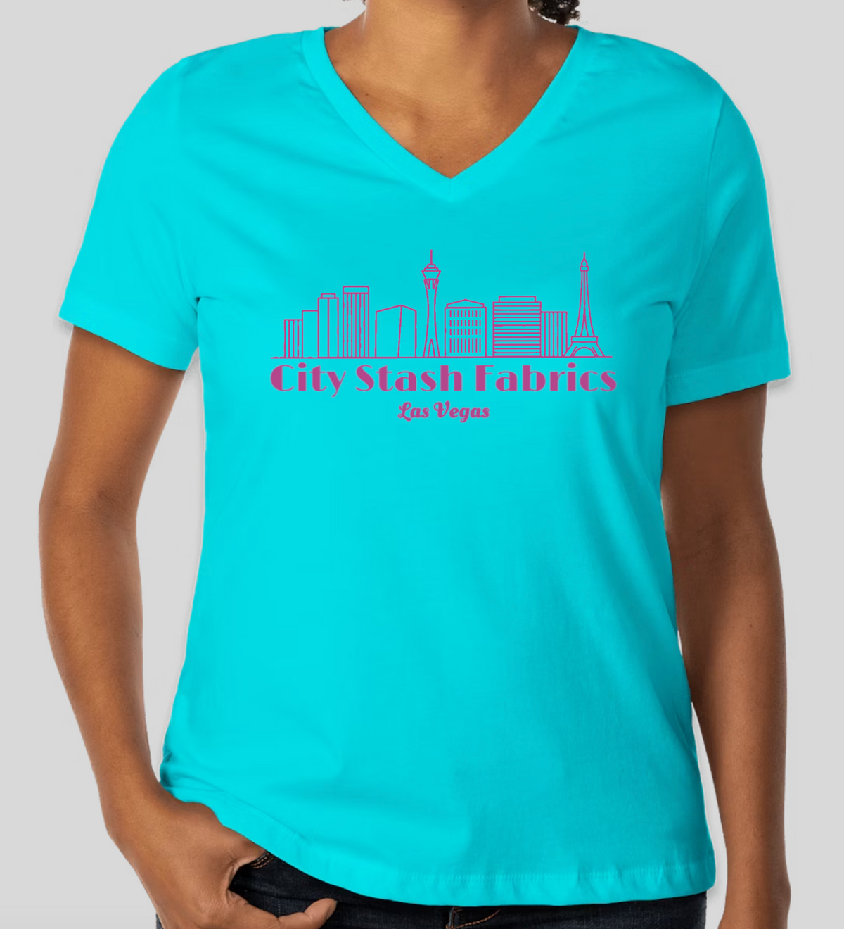 City Stash Fabrics Women's Large Turquoise T-Shirt (MidWest)