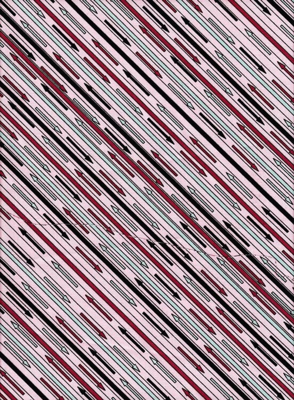 GLAMPING GYPSIES  DIAGONAL STRIPES  PINK RB STUDIOS TRO1866/2 HALF YARD