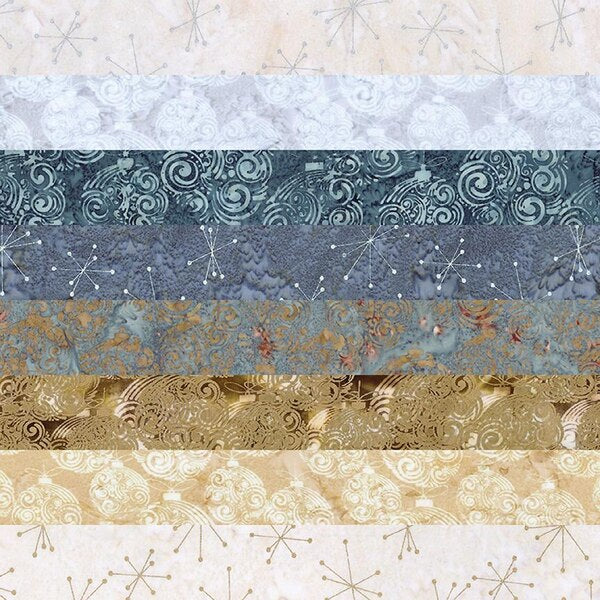 Batiks Express Yourself! Holiday Sparkle Silver & Gold 5" Stacker Charm Pack B 5-23559B-42 Riley Blake