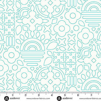 Sun Print Whisper A-1556-T Stencil Teal Alison Glass Andover Half Yard