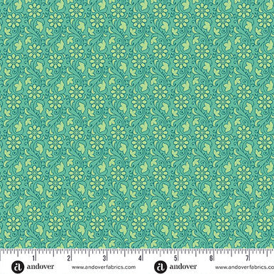 Mollys Magic A-1501-G Posies Fern Sarah Maxwell Andover Half Yard