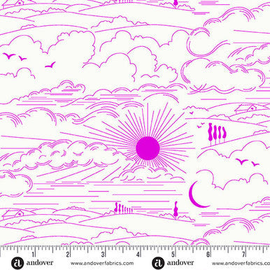Sun Print Whisper A-1219-P2 Dwell Magenta Alison Glass Andover Half Yard