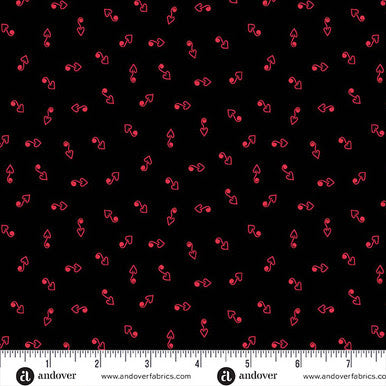 Heart and Soul A-1244-K Hook Heart Black Andover Half Yard