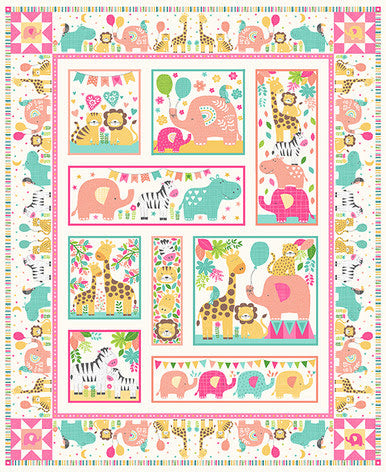 In The Jungle TP-2609-P 35" Panel Pink Makower UK Andover