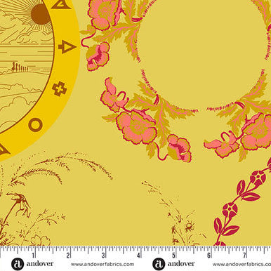 Camp Kitschy Lala A-1712-Y Thankful Mustard Alison Glass Andover Half Yard