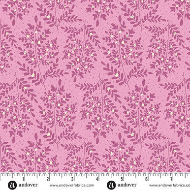 Flourish A-1628-E Fern & Fronds Pink Alexandra Bordallo Andover Half Yard
