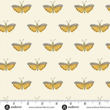 Flourish A-1626-L Chrysalis White Alexandra Bordallo Andover Half Yard