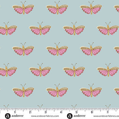 Flourish A-1626-B Chrysalis Blue Alexandra Bordallo Andover Half Yard