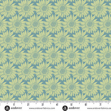 Flourish A-1623-B Sunlit Bloom Green Alexandra Bordallo Andover Half Yard