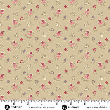 Wildflower Cottage A-1593-N Scatter Garden Buff Renee Nanneman Andover Half Yard