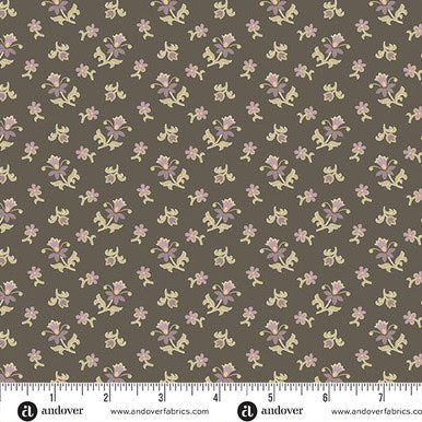 Wildflower Cottage A-1593-C Scatter Garden Charcoal Renee Nanneman Andover Half Yard