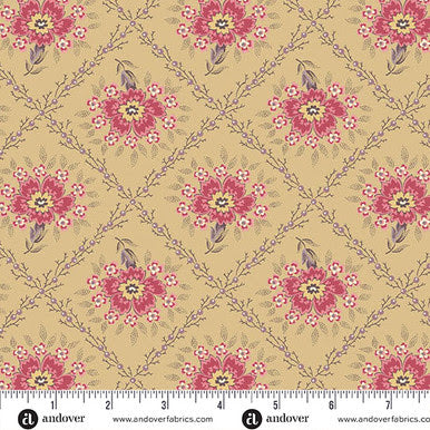 Wildflower Cottage A-1591-R Trellis Buttercup Renee Nanneman Andover Half Yard