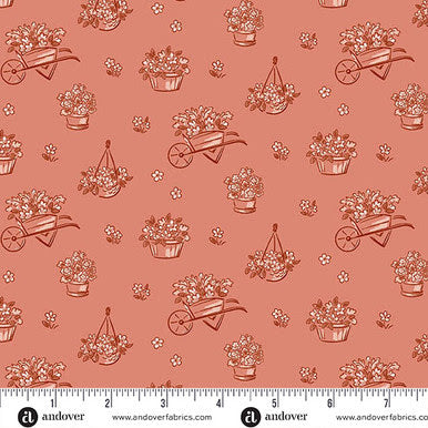 Heartland A-1586-R Dianne's Flowers Clay Judy Jarvi Andover Half Yard