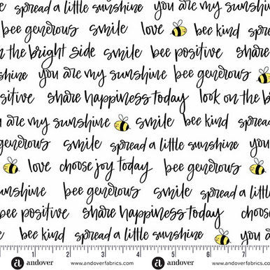 Sunny Honey A-1581-L Bee Positive White Amy Latta Andover Half Yard