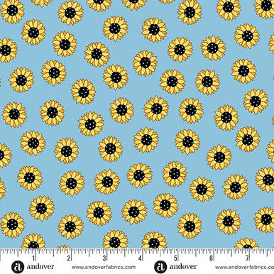 Sunny Honey A-1576-B Sunny Days Blue Amy Latta Andover Half Yard