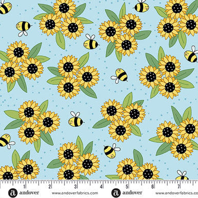 Sunny Honey A-1575-B Sunny Bouquet Blue Amy Latta Andover Half Yard