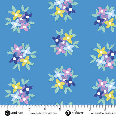 Friday Night A-1559-B Posy Grande Peacock Karen Lewis Andover Half Yard