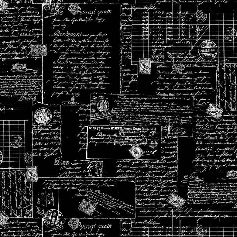 Calligraphy 108" Wide Back Black Michael Miller WBX9166-BLAC-D By the Yard