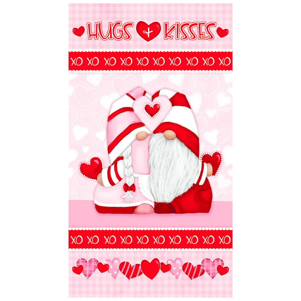 Gnomie Love 24" Panel Pink Henry Glass Fabric 189P