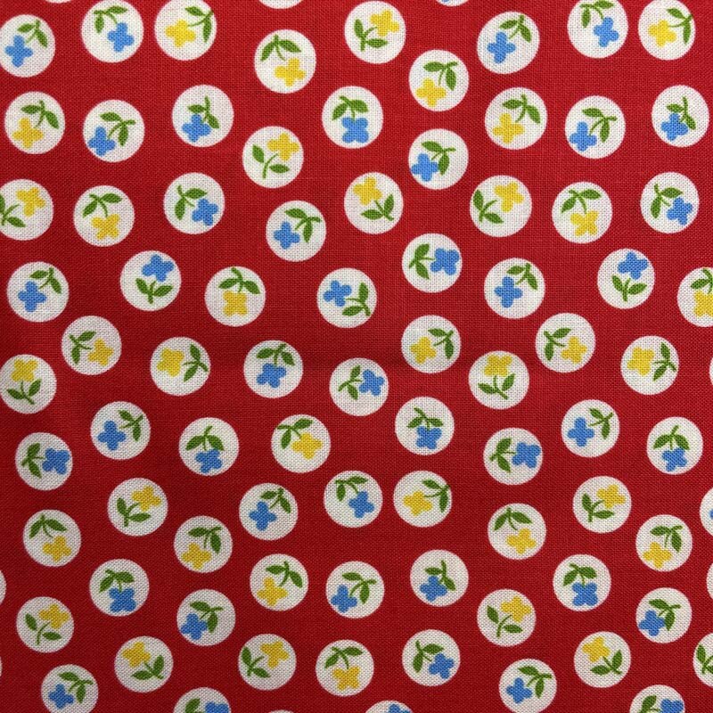 Wee Play Flower Circles Red Kathy Brown Red Rooster Fabrics 4724/26702RED1 By the Half Yard