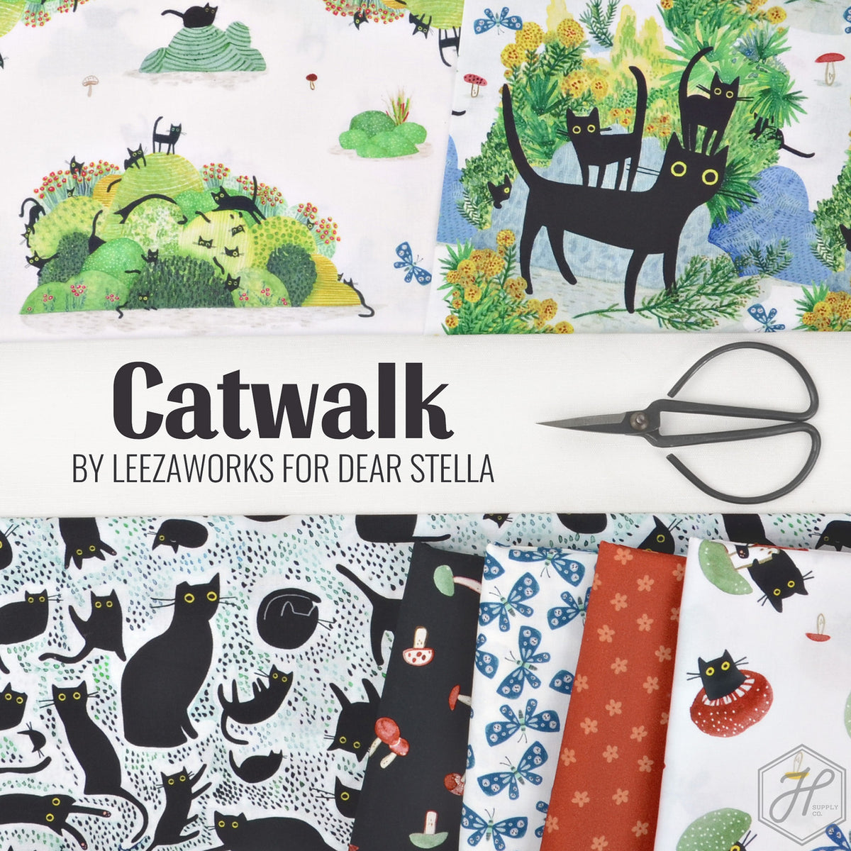 Catwalk Cat Heads STELLA-DLW2664 WHITE Dear Stella Half Yard