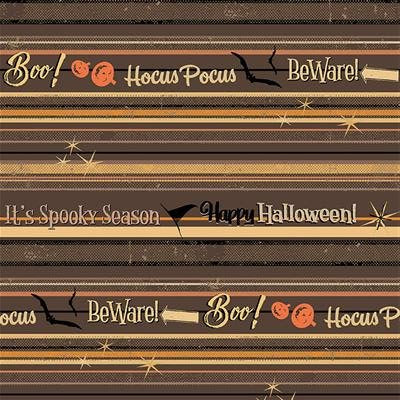 Retro Halloween Spooky Stripe Dark Taupe Y3247-63 Dan DiPaolo Clothworks FULL YARD CUT
