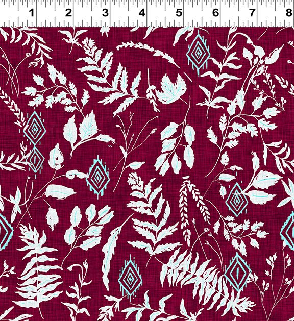 Unfurl Dark Red Esther Fallon Lau Y3348-83 Clothworks 15 Yard Bolt