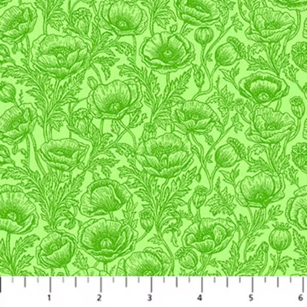 Good Together II Ozian Poppies in Green 10862-73 Patrick Lose Northcott Fabrics Half Yard PRE ORDER